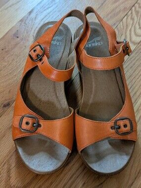 Dansko Sandals Orange w/ Wedge Heels size EU 38 / US 7.5/8